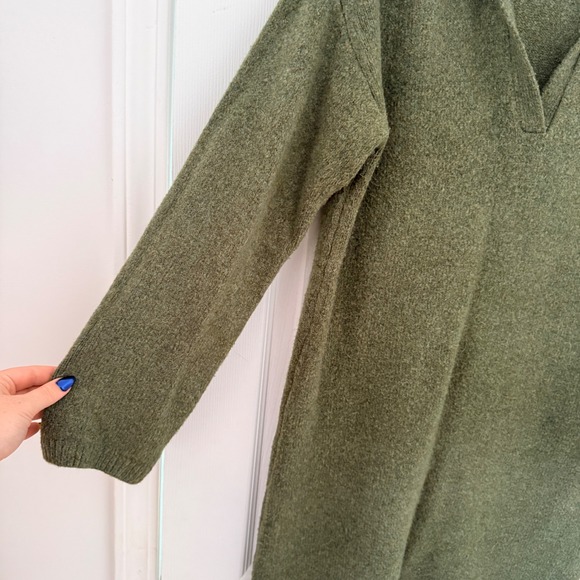 Abercrombie & Fitch Olive Green Polo Collar Sweater Dress Womens LT Large Tall - Picture 2 of 8
